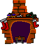 fireplace with santa coming down