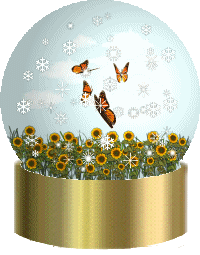 snowglobe with butterflies and sunflowers
