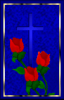 stained glass window with cross and flowers