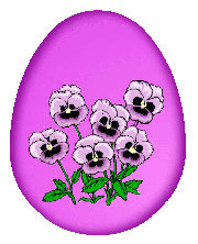 pansies on purple egg