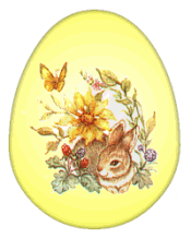 bunny in flowers on yellow egg