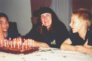 Kathy, Adam, & Calvin w Birthday cake