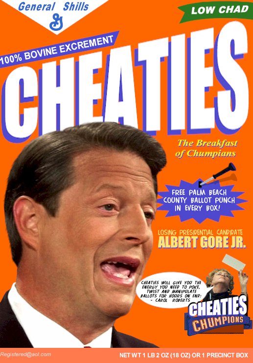 Gore on Cheaties cereal box