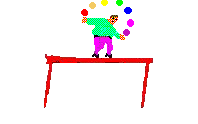 A Guy Juggling on a Balance Beam