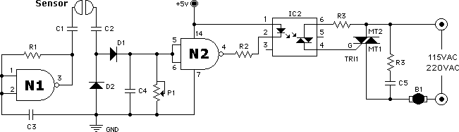 Esquema del circuito para el sensor de nivel (osmolator)