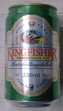 304. Kingfisher Larger Beer - Brewed and Canned in Bombay, India.
