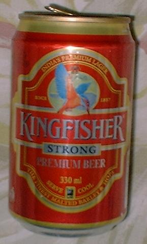 322. KingFisher Beer Can - Bombay Breweries, India. This is a STRONG Premium Large Beer with 7.2% alcohol.