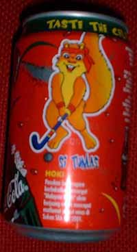 2. Coca-cola Can with Mascot holding hockey stick for the Sea Games held in Malaysia in 2001.