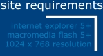   ... requirements ...

  internet explorer 5+
  macromedia flash 5+
1024 x 768 resolution