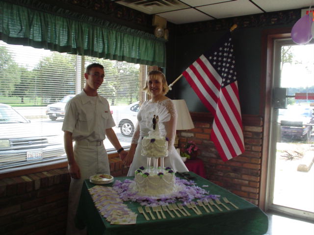 Me = Roy, And my Wife Jennifer on our wedding day at muh aunts diner.