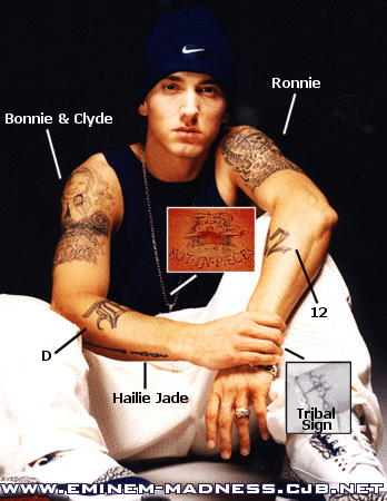 Eminem got this tattoo on his left arm as a tribute to Proof after his death