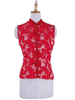 Red Silk Vest with Silvery Flowered Pattern