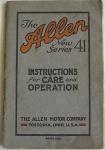 Allen Motor Co. Series 41 Instruction & Care Manual cover