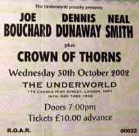 Dennis Dunaway Neal Smith tour ticket - 2002