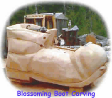 Blossoming Boot Carving made for the Great Walk Festival.