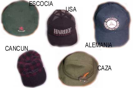Gorras de Escocia, USA, Cancun, Alemania y Espaa.