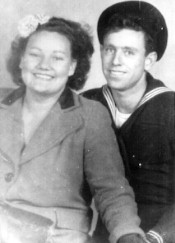 Mother with Daddy in his Navy uniform.