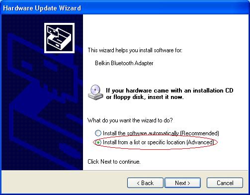 Update Hardware Wizard screen 1