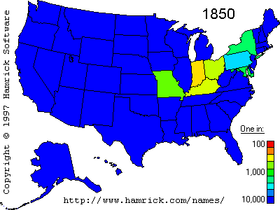 Hoover surname distribution in the USA