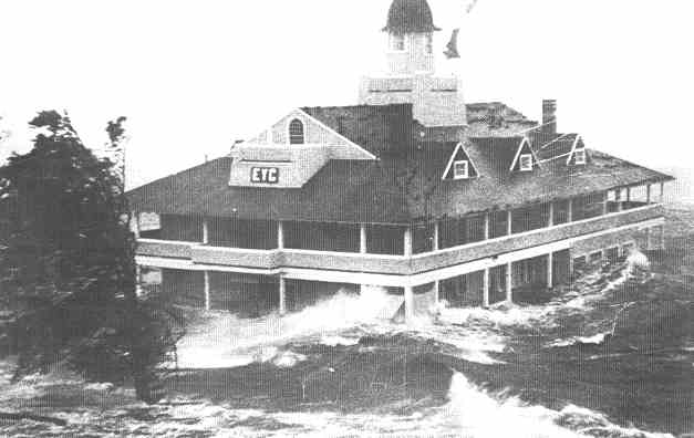 The Edgewood Yacht Club in Rhode Island is submerged by Hurricane Carol's 