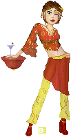 Salli as Arissa Tinessi, a Thyferran socialite who wears extremely bright clothing. Check out the repulsorlift cocktail table.