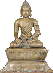 bronze buddha statue, witness depiction