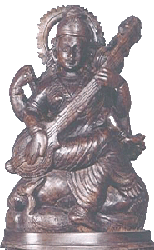 rosewood saraswati statue