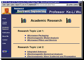 Professor Keli Wu's web site