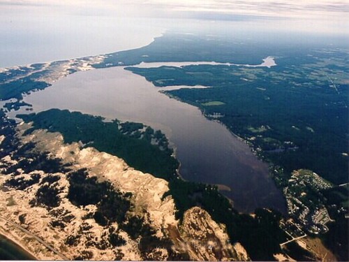 Arial view of Hamlin Lake and Hamlin Township