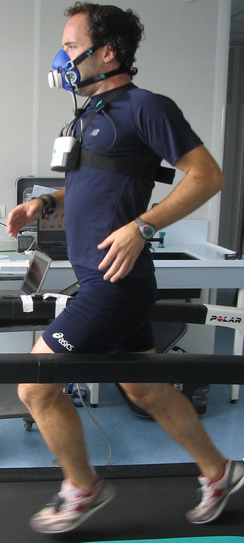 Photo of James Stirling doing a VO2max test
