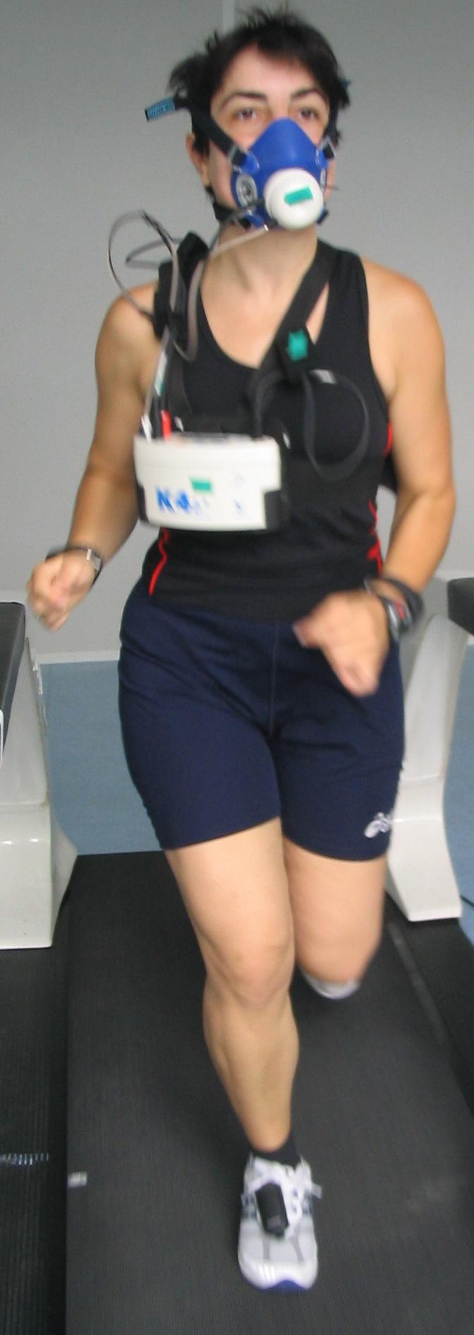Photo of Maria Zakynthinaki doing a VO2max test