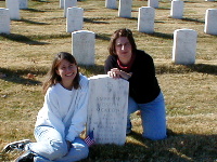 Michelle and Steph at gravesite of our grandpa