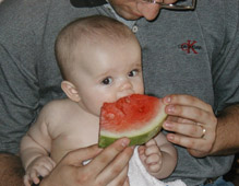 Andy and Ben, eating watermelon