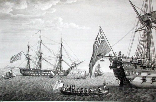 the transfer of Napoleon from the Bellerophon to the Northumberland for passage to St.Helena 8 August 1815