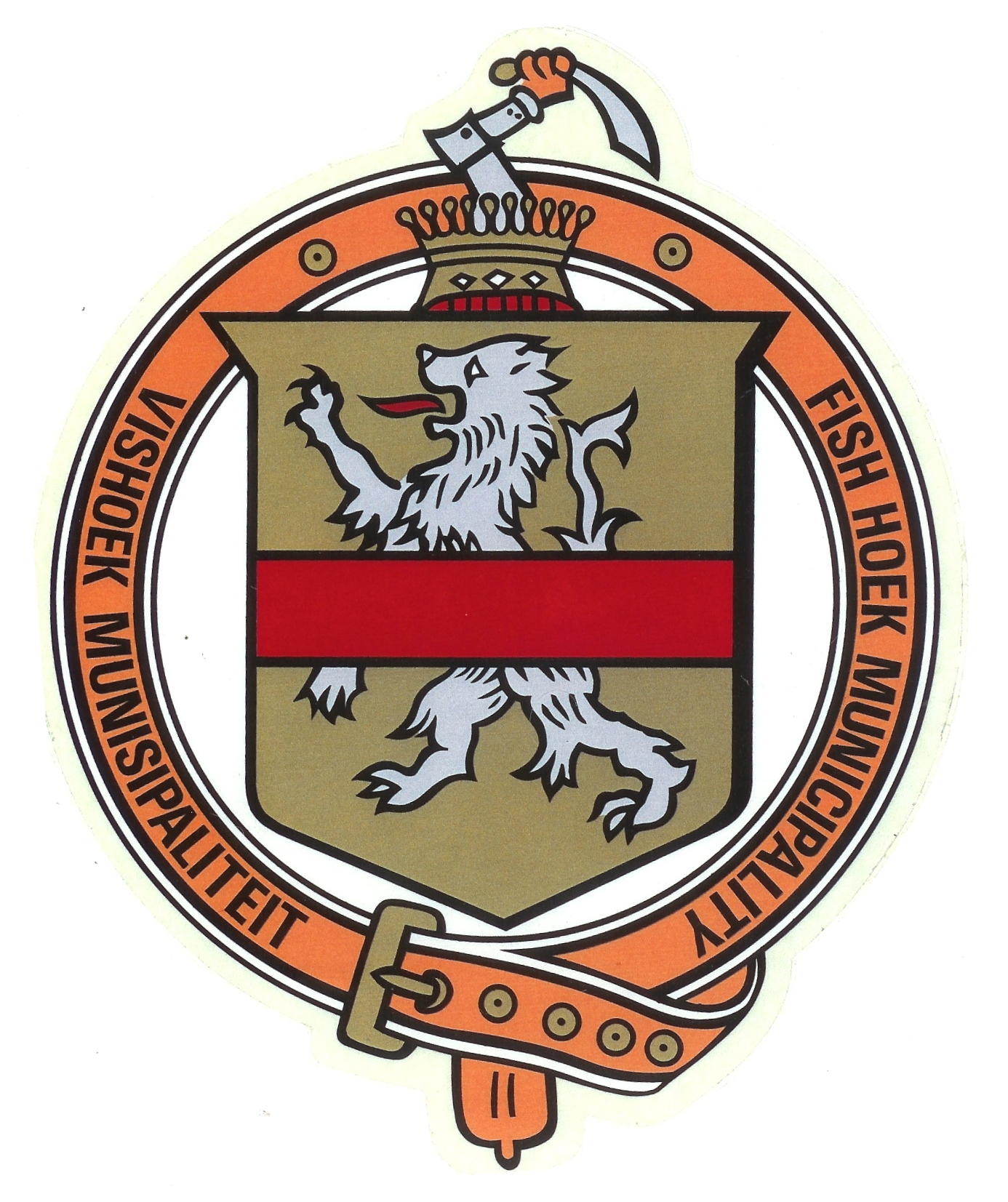 (incomplete) decal of the arms of Fish Hoek as borne on the doors of municipal vehicles