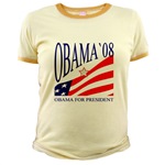Barack Obama for President 2008 - Obama 08 Jr. Ringer T-Shirt for US Election 2008 - Vote for Barack Obama 08 !