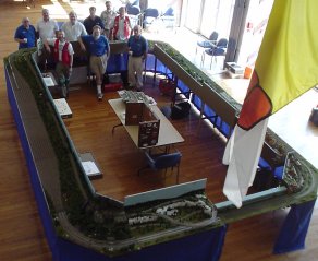 The club faithful with a small layout at the Rideau-Pearly Veterans Home, 2004
