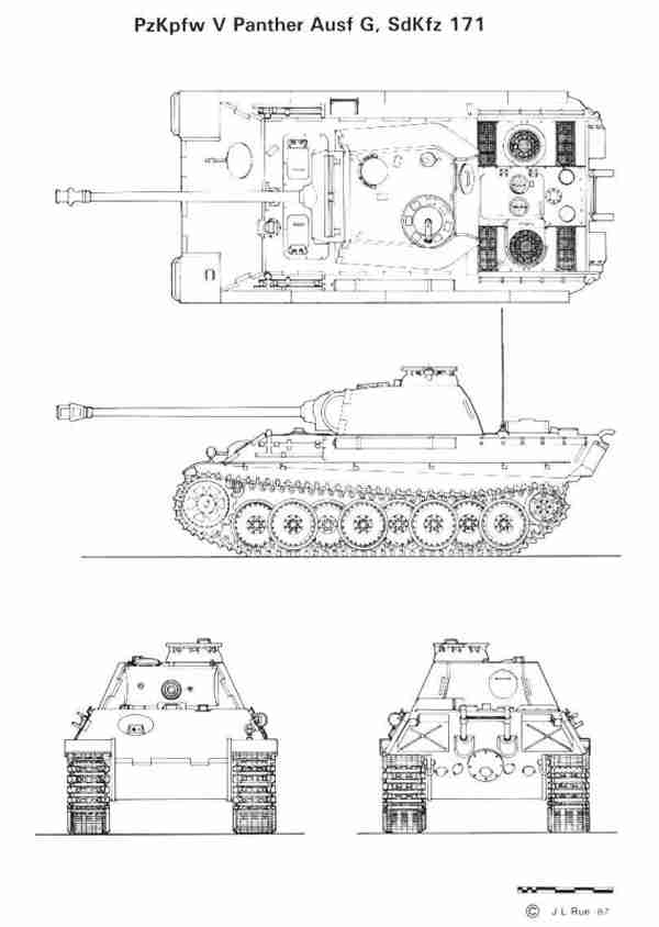 Line Drawing of PzKpfw V