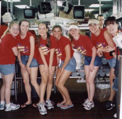 Cathy, Brittany, Kristin, Carly, Jenna, Amanda and Miss Lisa getting orders