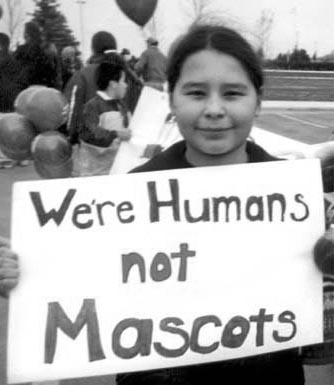 Young woman protesting racist Mascots
