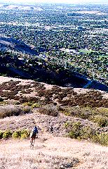 Bike going down Coyote Peak, view of Santa Teresa Hills