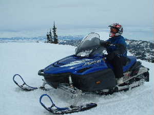 A digital picture of Sara Snowmobilling