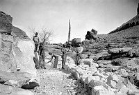 TRAIL CONSTRUCTION ON TONTO PLATEAU BY CCC ENROLLEES. S. KAIBAB TIP OFF? CIRCA 1934. NPS. 