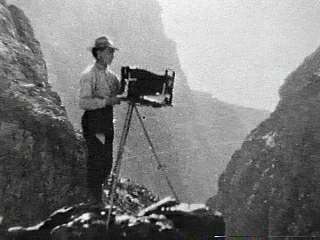 Ellsworth Kolb photographing in the Grand Canyon with a Seneca 8x10 Competetor View Camera.