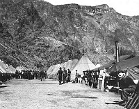 MAIL BEING DISTRIBUTED TO ENROLLEES IN CO. 818 CCC TENT CAMP AT PHANTOM RANCH. CIRCA 1936. NPS.