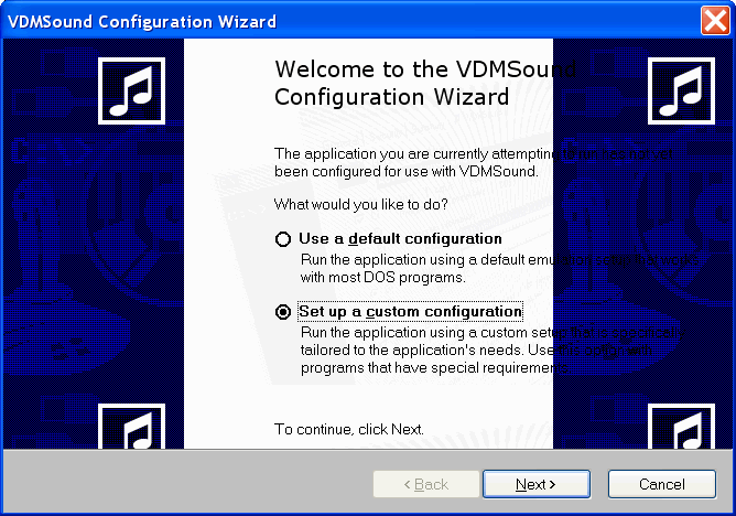 VDMSound Configuration Wizard Welcome