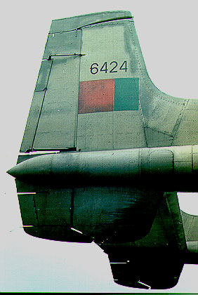 Detail of flag and serial on tail of 6424