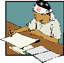Asian boy working on homework