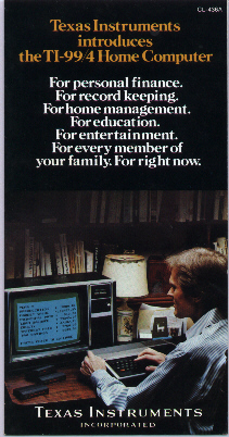 An advertisement flyer for the TI-99/4