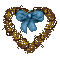 Heart wreath with blue bow.
